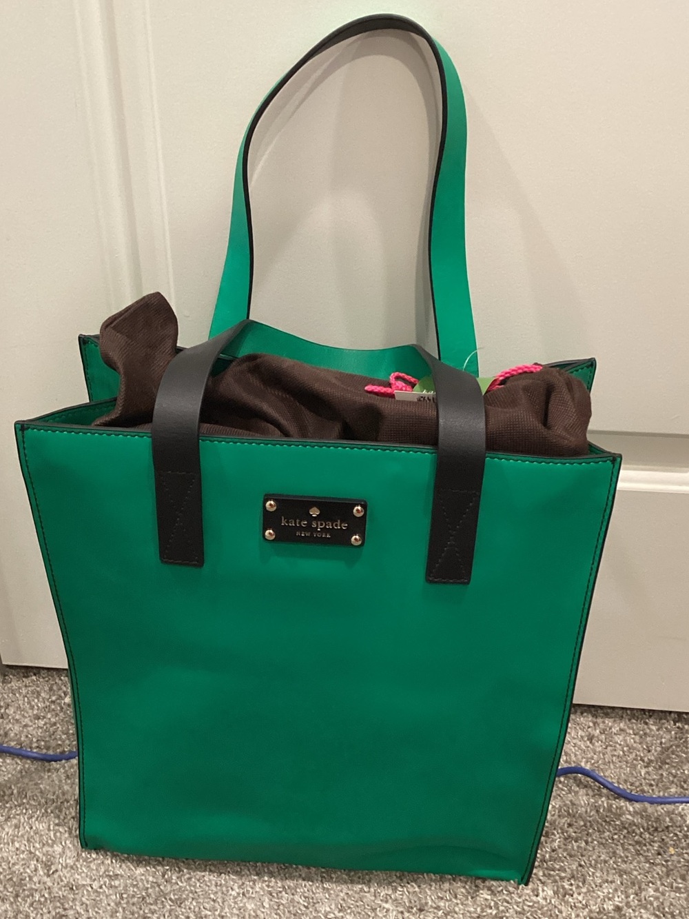 kate spade Green Tote with Black Handles